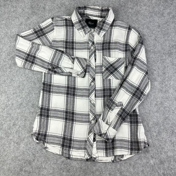 Rails Flannel Shirt Womens Small Black White Plaid Button Front Pocket Soft LS* - Picture 1 of 14